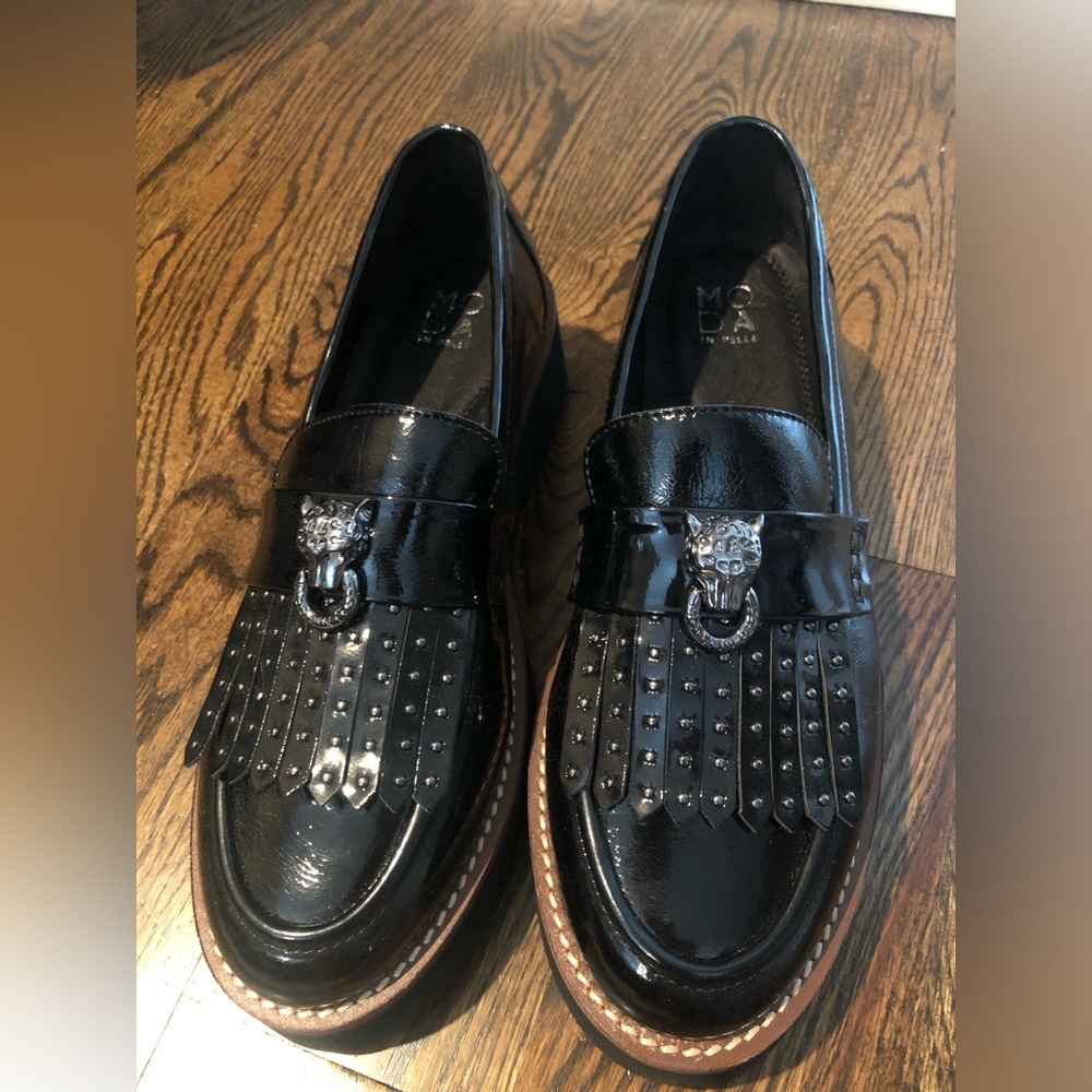 Brand New - Moda In Pelle Evaleah Black Leather Loafer